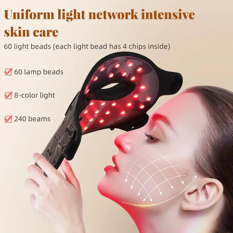 Red Light Therapy for Face, 7+1 Colors LED Face Mask Light Therapy with 850NM Near-infrared, Portable Rechargeable Red Light Therapy Mask Skin Care Device at Home and Travel for Anti-Aging
