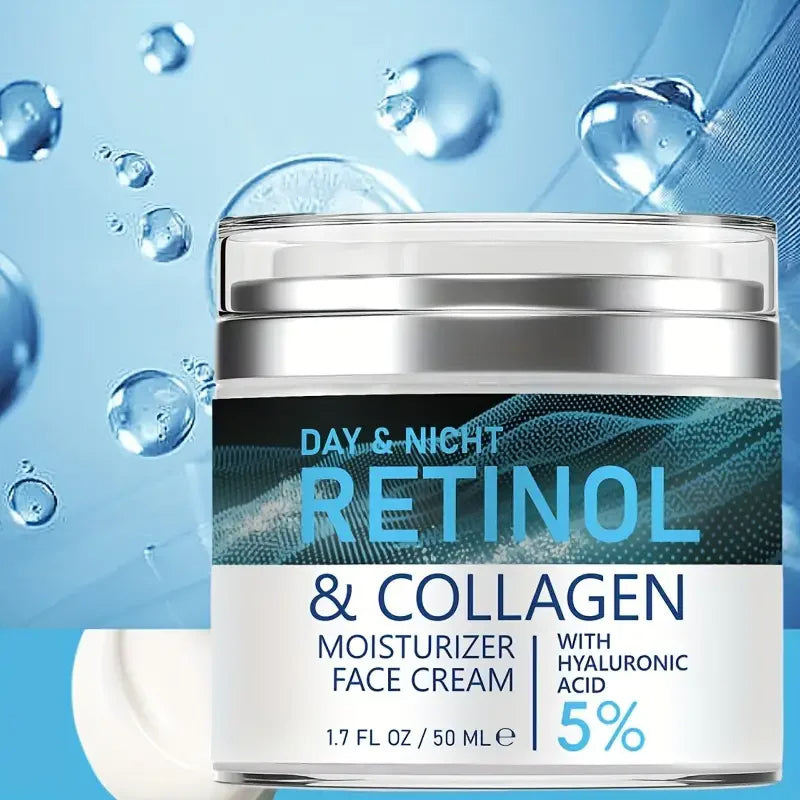 VIRAL! Face & Neck Retinol-Collagen Cream, Anti Aging Day & Night Face Cream with Hyaluronic 1.7 Fl Oz